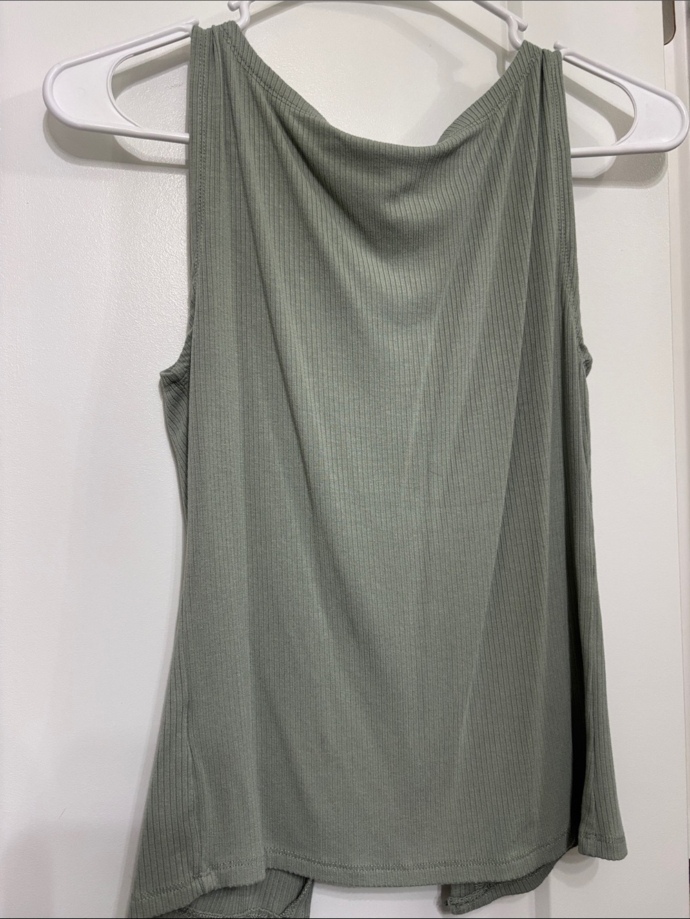 PINK ROSE Sage Green Ribbed Button-Front Tank small - Picture 4 of 4